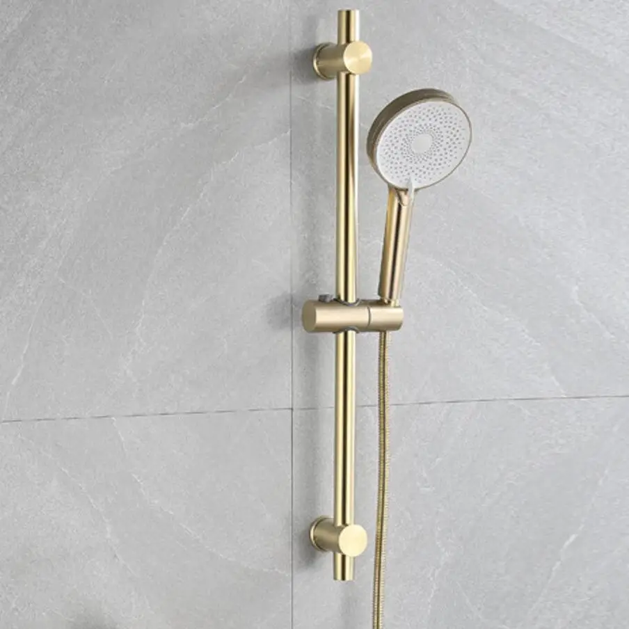 brushed Gold Plated three functions Handheld Shower sliding bar Hand Shower Head with brushed gold holder and shower hose
brushed Gold Plated three functions Handheld Shower sliding bar Hand Shower Head with brushed gold holder and shower hose
