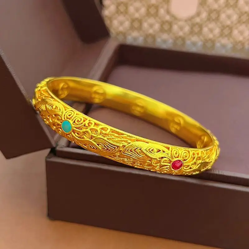 24K Gold AU999 Women's Enamel Bangle, Closed Cuff Design Handmade Cloisonne Craft, Luxury Vintage Jewelry Gift Box Included
24K Gold AU999 Women's Enamel Bangle, Closed Cuff Design Handmade Cloisonne Craft, Luxury Vintage Jewelry Gift Box Included