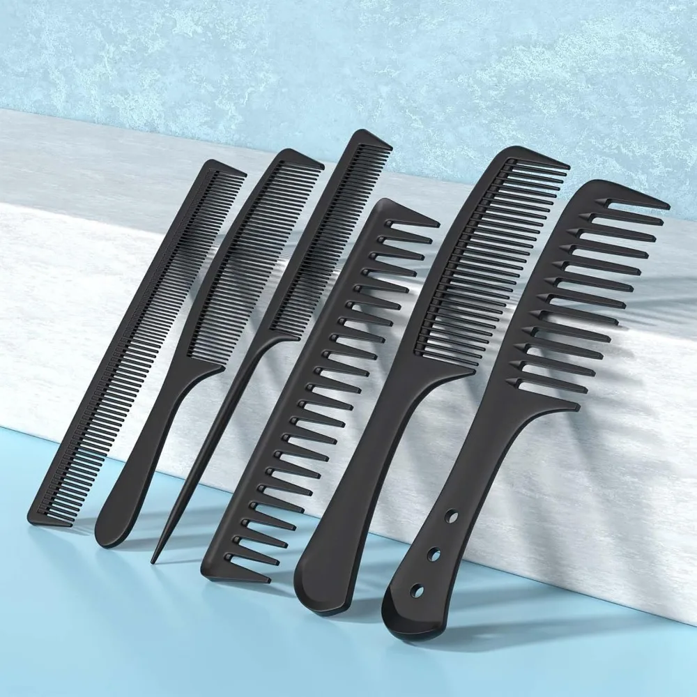 6 Pack Professional Hair Comb Set Wide Fine Tooth Detangling Comb Barber Styling Comb for Wet Curly Natural Hair Cutting Parting Teasing Men Women
6 Pack Professional Hair Comb Set Wide Fine Tooth Detangling Comb Barber Styling Comb for Wet Curly Natural Hair Cutting Parting Teasing Men Women