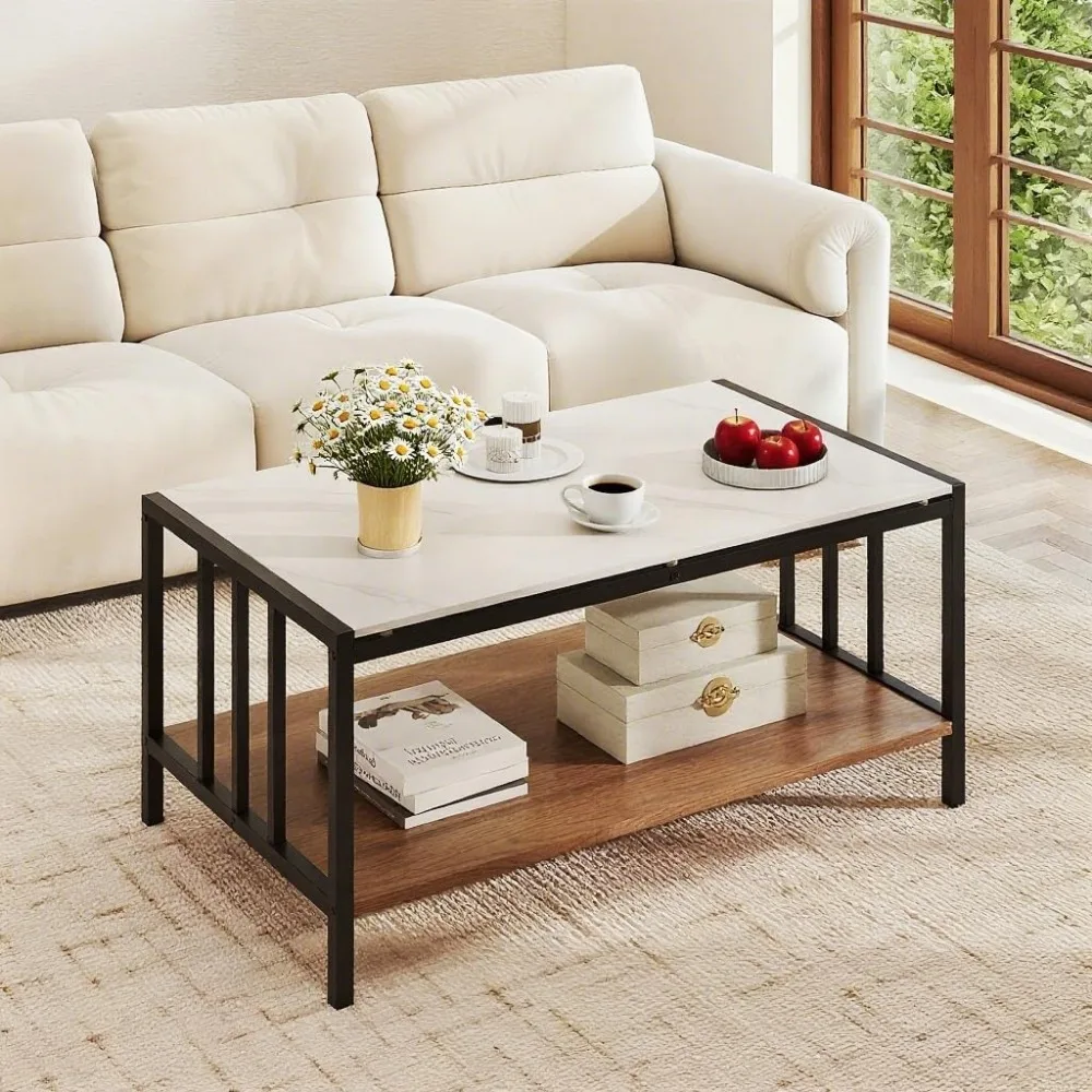 2-Tier Coffee Table with Storage, Faux Marble Center Table Table with Sintered Stone Tabletop, Open Shelf & Sturdy Metal
2-Tier Coffee Table with Storage, Faux Marble Center Table Table with Sintered Stone Tabletop, Open Shelf & Sturdy Metal