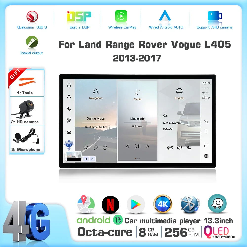 Android 13 For Range Rover Vogue L405 2013-2017 Car Multimedia Player CarPlay GPS Radio 5G Navigation 13.3 inch Original Car OEM
Android 13 For Range Rover Vogue L405 2013-2017 Car Multimedia Player CarPlay GPS Radio 5G Navigation 13.3 inch Original Car OEM