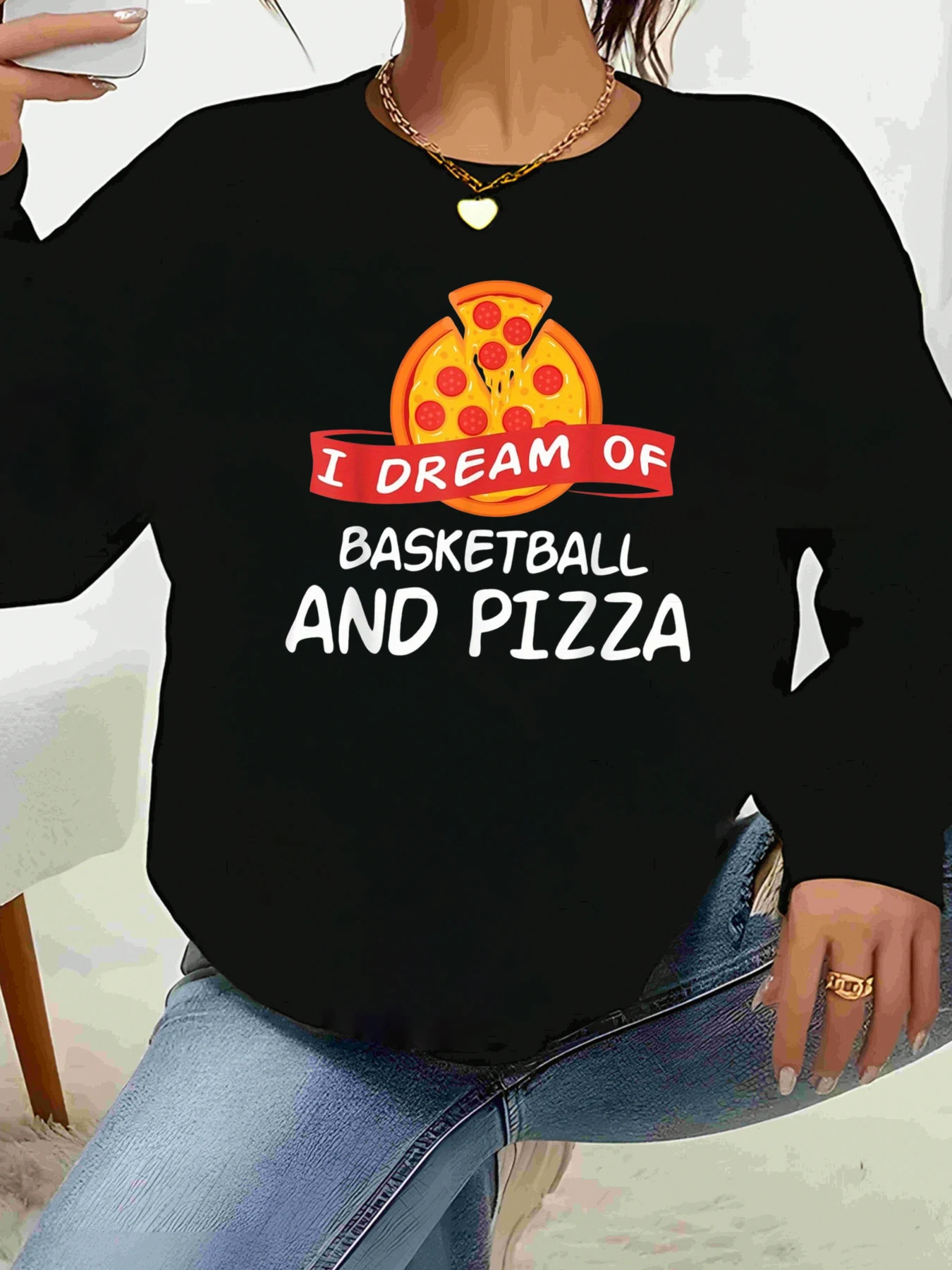 Толстовка с принтом пиццы и баскетбола для повседневной одежды, женский модный топ
Толстовка с принтом пиццы и баскетбола для повседневной одежды, женский модный топ