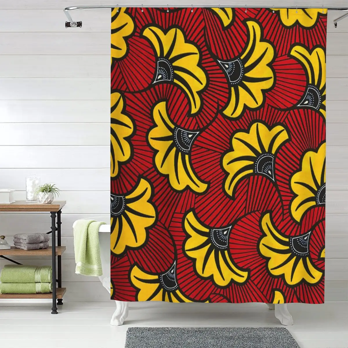 Африканская шторка для душа из полиэстера с восковым принтом Анкара, водонепроницаемая, с крючками
Африканская шторка для душа из полиэстера с восковым принтом Анкара, водонепроницаемая, с крючками