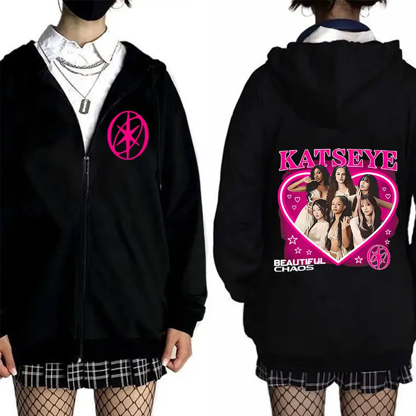 Korean Band KATSEYE Beautiful Chaos Zipper Hoodie Men Women Fashion Pop Music Streetwear Men's Vintage Oversized Zip Up Jacket
Korean Band KATSEYE Beautiful Chaos Zipper Hoodie Men Women Fashion Pop Music Streetwear Men's Vintage Oversized Zip Up Jacket