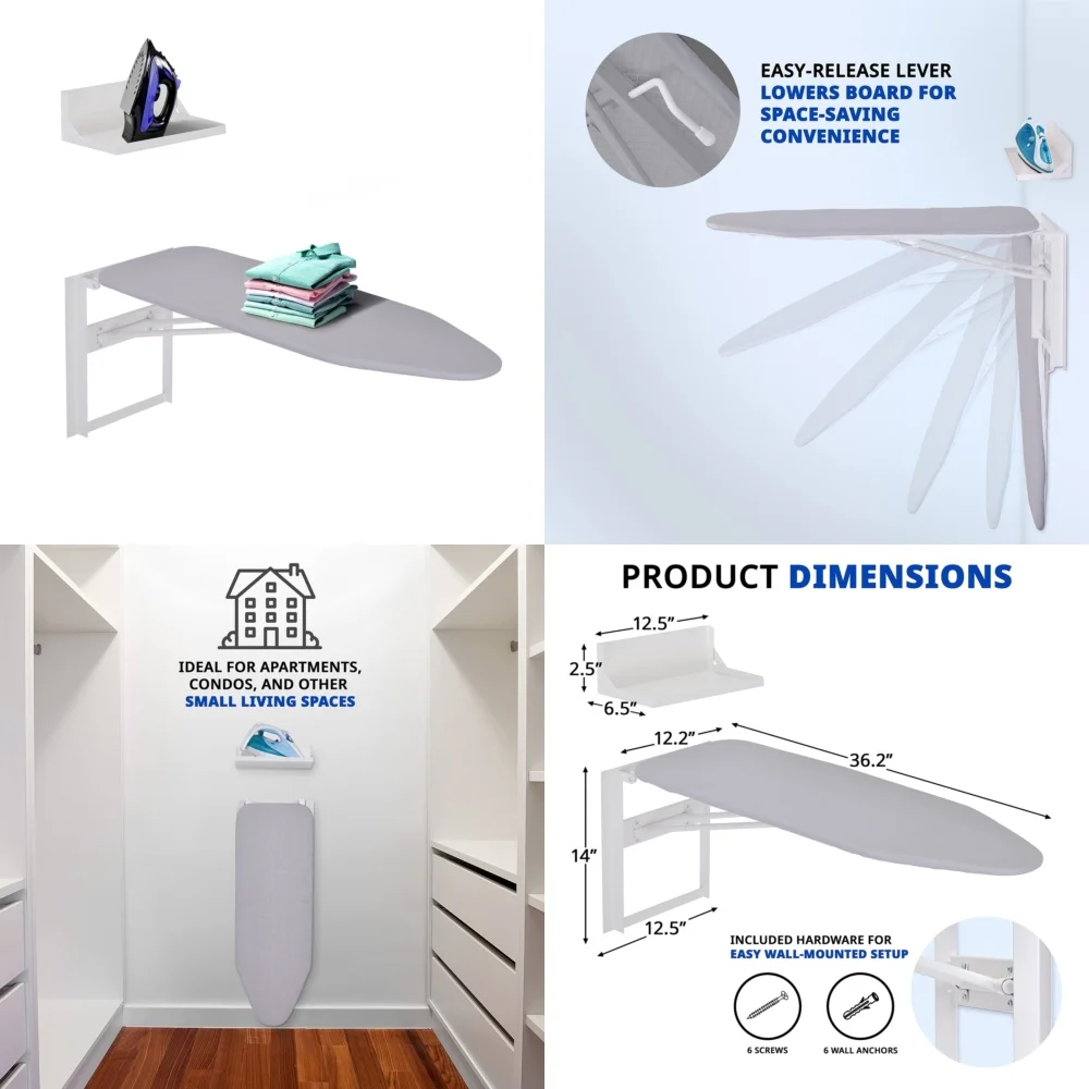 Ivation Ironing Board Wall Mounted Iron Stand with Shelf Folding Design Space Saving Ironing Board for Home Use Easy Storage
Ivation Ironing Board Wall Mounted Iron Stand with Shelf Folding Design Space Saving Ironing Board for Home Use Easy Storage