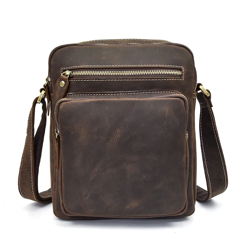 Crazy horse leather single shoulder men's leather messenger bag first layer cowhide casual out iPad bag retro fashion simple ver
Crazy horse leather single shoulder men's leather messenger bag first layer cowhide casual out iPad bag retro fashion simple ver