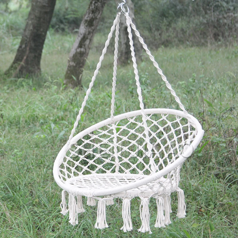 Outdoor Leisure Hanging Chair Indoor Hand-knitted White Swing Hanging Chair Simple Nordic Style Swing Chair 1PC
Outdoor Leisure Hanging Chair Indoor Hand-knitted White Swing Hanging Chair Simple Nordic Style Swing Chair 1PC