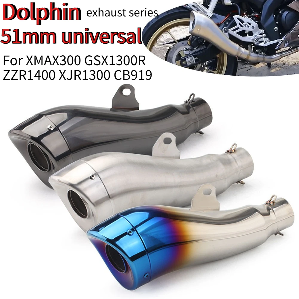 51mm Universal Motorcycle Leovince Dolphin Exhaust Muffler Modified Exhaust Pipe For XMAX300 GSX1300R ZZR1400 XJR1300 CB919
51mm Universal Motorcycle Leovince Dolphin Exhaust Muffler Modified Exhaust Pipe For XMAX300 GSX1300R ZZR1400 XJR1300 CB919