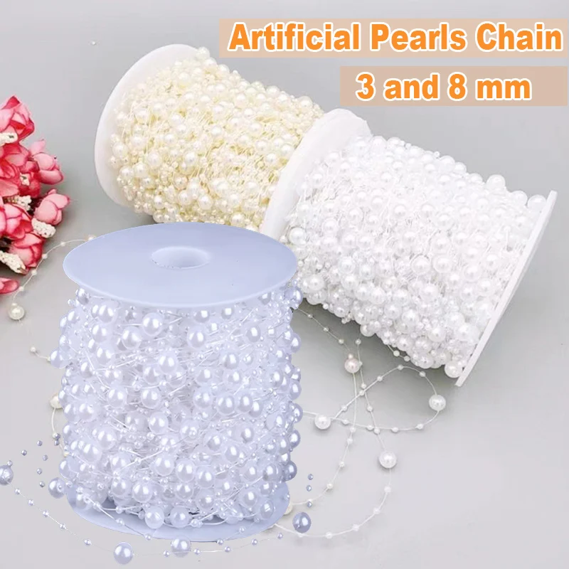 60Yards/Roll Artificial Pearls Chain Fishing Line Beads Garland Chain For DIY Wedding Party Decoration & Jewelry Finding
60Yards/Roll Artificial Pearls Chain Fishing Line Beads Garland Chain For DIY Wedding Party Decoration & Jewelry Finding