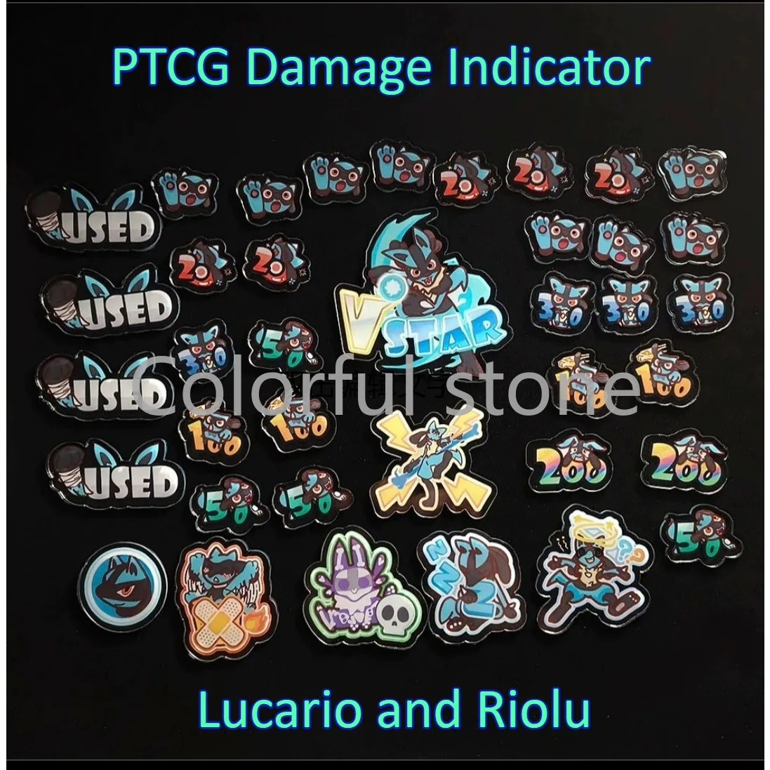 PTCG Pokemon Match, счетчик повреждений, индикатор повреждений Lucario и Riolu, используемая доска Vstar Borad, ролевая игра, акрил
PTCG Pokemon Match, счетчик повреждений, индикатор повреждений Lucario и Riolu, используемая доска Vstar Borad, ролевая игра, акрил