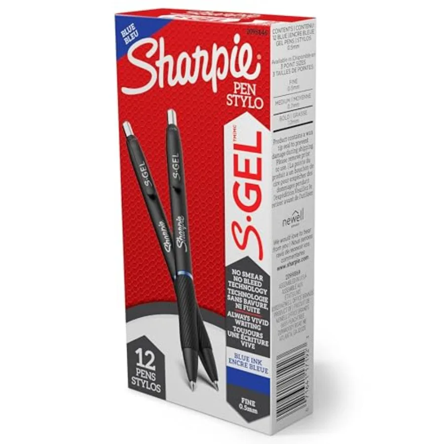 S-Gel Pens, Fine Point 0.5mm,Blue Gel Ink, 12 Count - For Home, Office, School
S-Gel Pens, Fine Point 0.5mm,Blue Gel Ink, 12 Count - For Home, Office, School