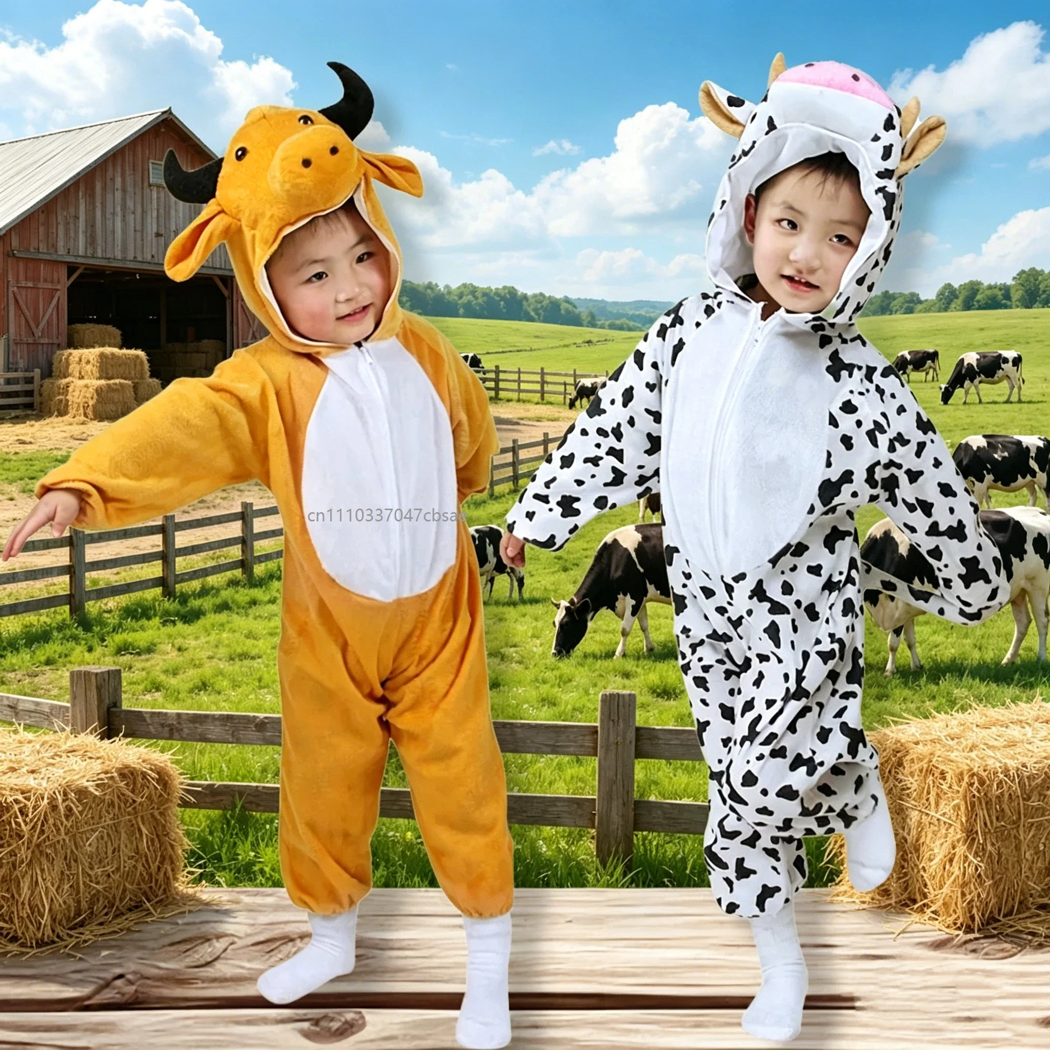 Enfant Cows Yellow Cattle Cosplay Costume Halloween Animals For Height Niño Costumes Jumpsuit Performance Stage Party Outfits
Enfant Cows Yellow Cattle Cosplay Costume Halloween Animals For Height Niño Costumes Jumpsuit Performance Stage Party Outfits