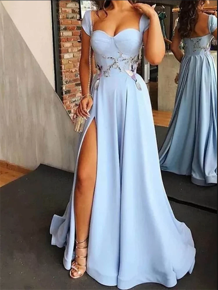 A-Line Evening Gown Elegant Dress Party Wear Floor Length Short Sleeve Sweetheart Stretch Fabric with Appliques 2023
A-Line Evening Gown Elegant Dress Party Wear Floor Length Short Sleeve Sweetheart Stretch Fabric with Appliques 2023