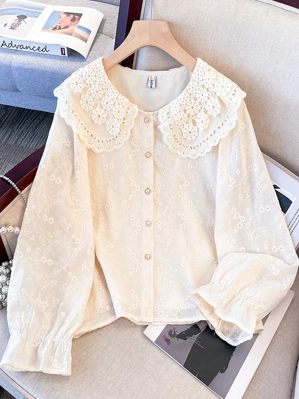 plus Size Women's Spring New Style Embroidered Long Sleeve Doll Collar Slimming Belly Covering Trendy Top Casual Loose Fit
plus Size Women's Spring New Style Embroidered Long Sleeve Doll Collar Slimming Belly Covering Trendy Top Casual Loose Fit