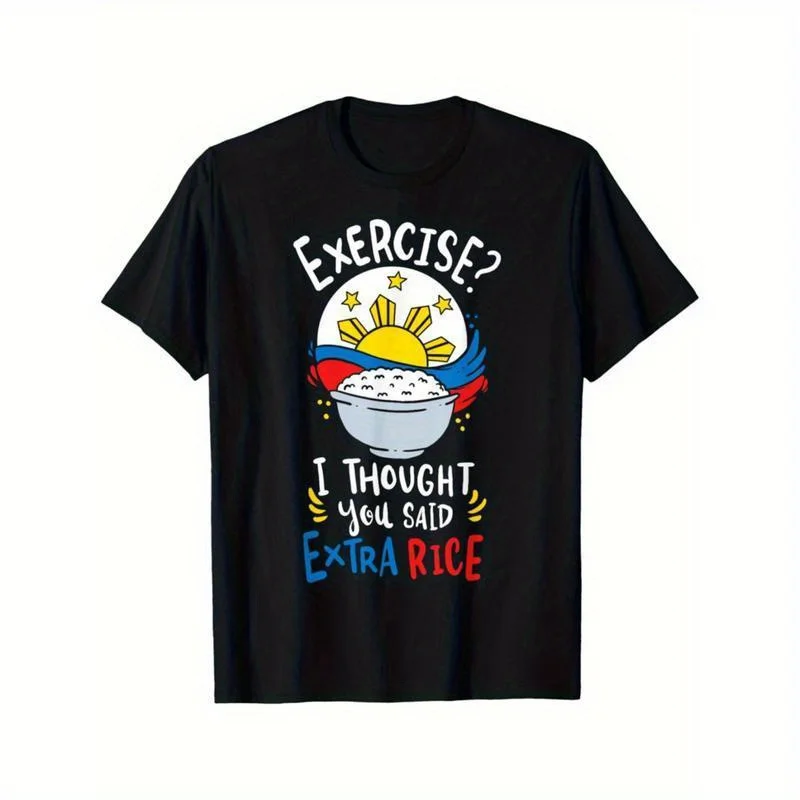 “Exercise I Thought You Said Extra Rice”Graphic Tees Funny Foodie Pattern Tops for Unisex Short Sleeve Casual Print T Shirts
“Exercise I Thought You Said Extra Rice”Graphic Tees Funny Foodie Pattern Tops for Unisex Short Sleeve Casual Print T Shirts