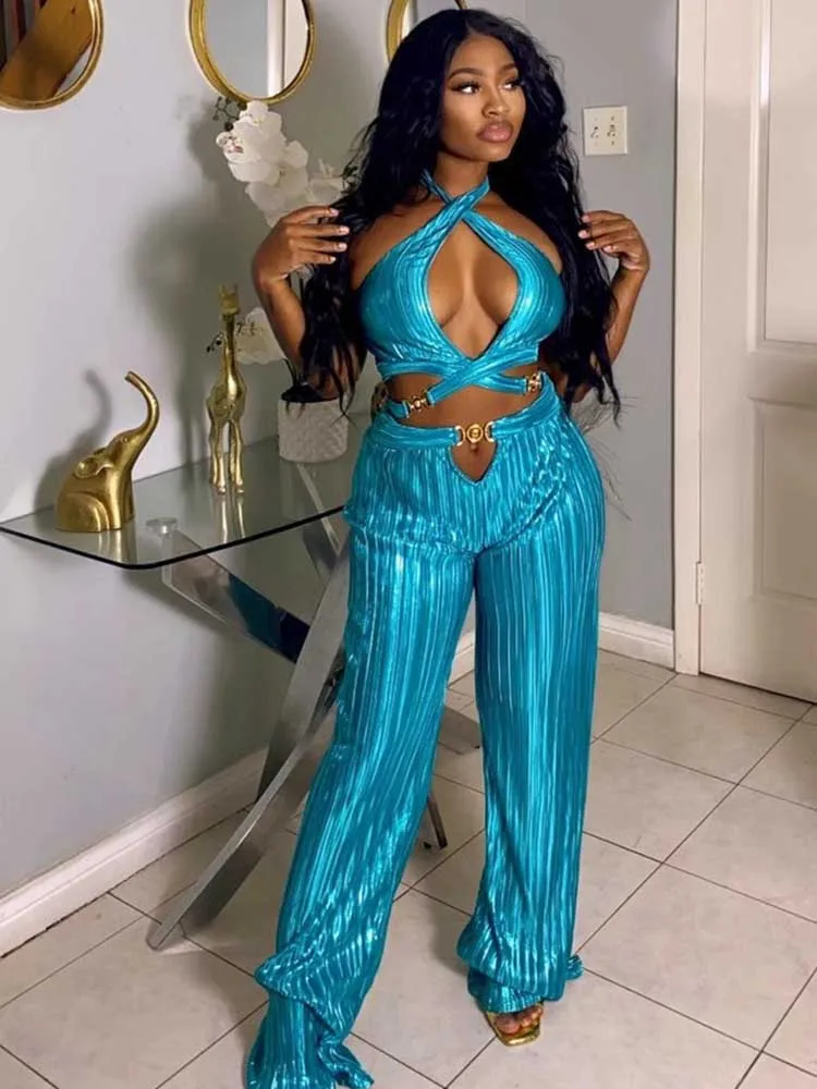 2 Piece Sets for Women Summer Backless Sexy Night Club Clothes V Neck Halter Top and Pleated Pants Set Wholesale Dropshipping
2 Piece Sets for Women Summer Backless Sexy Night Club Clothes V Neck Halter Top and Pleated Pants Set Wholesale Dropshipping