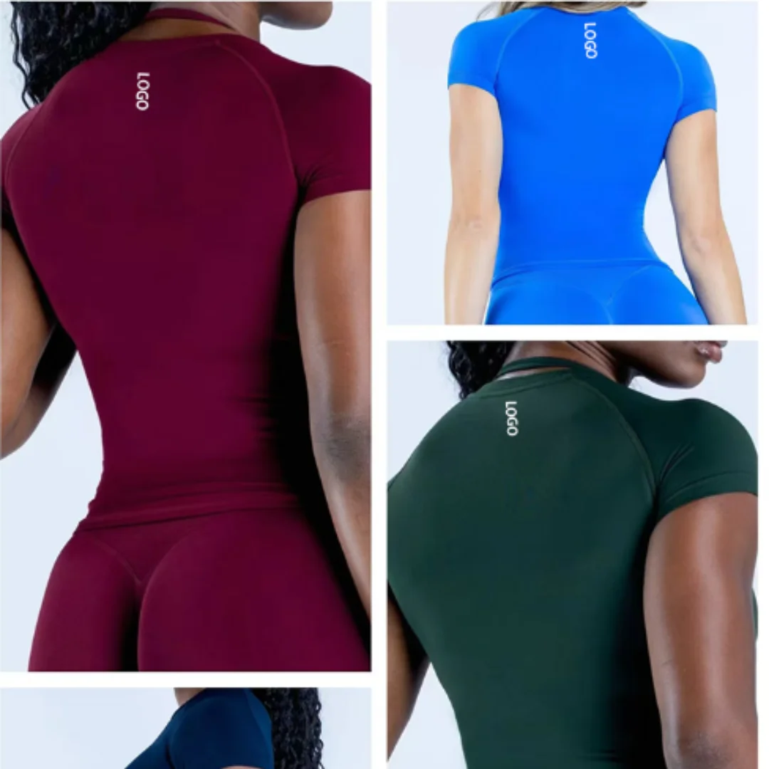 Short-Sleeve Sports T-Shirt LOGO for Women, Cropped Gym Top, Lightweight Yoga Top, Stretchy Athletic Tee
Short-Sleeve Sports T-Shirt LOGO for Women, Cropped Gym Top, Lightweight Yoga Top, Stretchy Athletic Tee