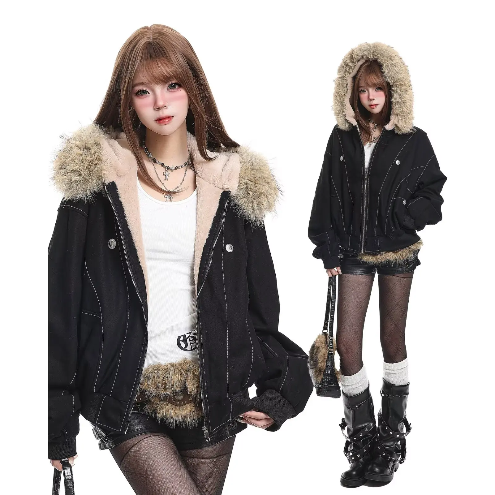 Winter Jackets Fur Collar Parkas Coat Women Vintage Thicken Fleece Warm Jackets Streetwear Harajuku Hip Hop Padded Jackets
Winter Jackets Fur Collar Parkas Coat Women Vintage Thicken Fleece Warm Jackets Streetwear Harajuku Hip Hop Padded Jackets