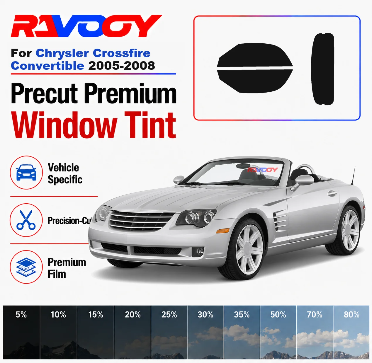 Premium Precut Window Tint Kit Front Rear Windows Rear Windshield For Chrysler Crossfire Convertible 2005-2008 Nano Ceramic Film
Premium Precut Window Tint Kit Front Rear Windows Rear Windshield For Chrysler Crossfire Convertible 2005-2008 Nano Ceramic Film