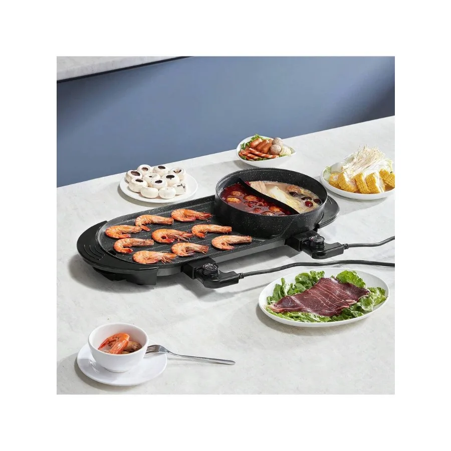 Hot Pot With Grill, 2200W 2-In-1 Electric Smokeless Grill And Hot Pot, Korean BBQ Shabu Shabu Hotpot With Separate Dual Tempera
Hot Pot With Grill, 2200W 2-In-1 Electric Smokeless Grill And Hot Pot, Korean BBQ Shabu Shabu Hotpot With Separate Dual Tempera