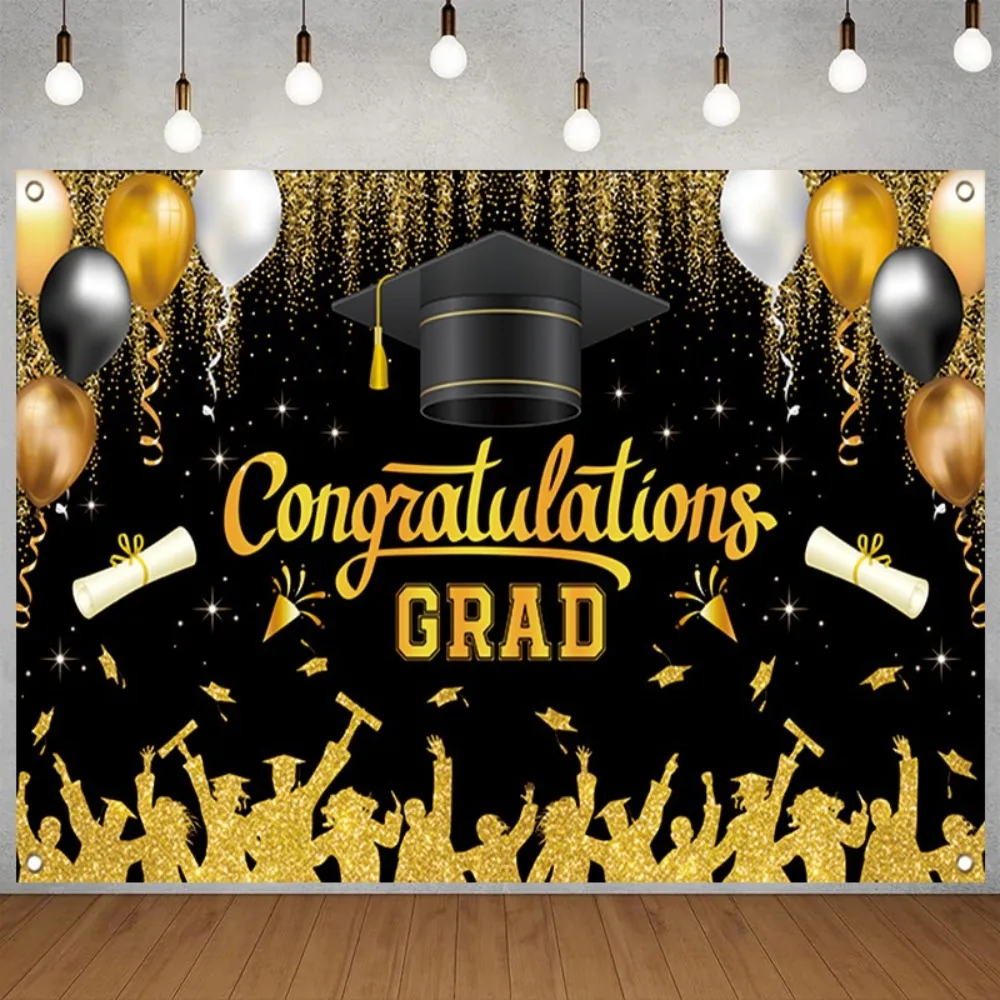 Congratulations Grad Graduation Photography Backdrop Celebrate Polyester Graduates Background Glitter Happy Graduation Banner
Congratulations Grad Graduation Photography Backdrop Celebrate Polyester Graduates Background Glitter Happy Graduation Banner