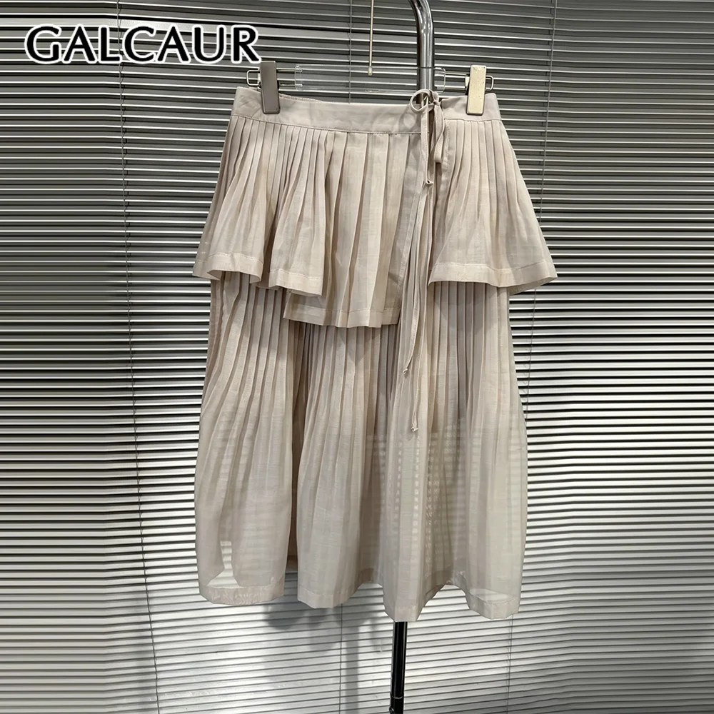 GALCAUR Solid Loose Spliced Folds Elegant Skirt for Women High Waist Patchwork Zipper Midi Sheer Skirts Female Fahsion New Style
GALCAUR Solid Loose Spliced Folds Elegant Skirt for Women High Waist Patchwork Zipper Midi Sheer Skirts Female Fahsion New Style