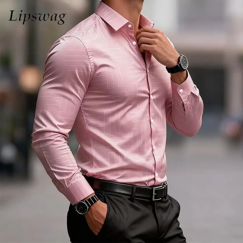 Тонкие рубашки с винтажным принтом, мужские повседневные эластичные рубашки с длинными рукавами, топы, мужские весенне-осенние стильные рубашки на пуговицах с отложным воротником
Тонкие рубашки с винтажным принтом, мужские повседневные эластичные рубашки с длинными рукавами, топы, мужские весенне-осенние стильные рубашки на пуговицах с отложным воротником