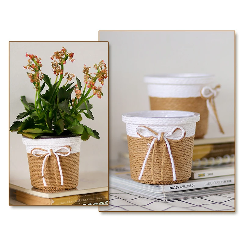 Paper Rope Braided Fresh Flowers Pot Woven Small Potted Grass Planter Decorative Basket Indoor Flower Pots Cover Plant Container
Paper Rope Braided Fresh Flowers Pot Woven Small Potted Grass Planter Decorative Basket Indoor Flower Pots Cover Plant Container