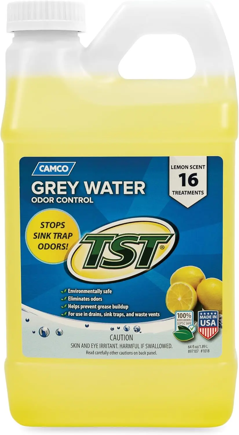 Camper/RV Grey Water Odor Control - Removes Grease Buildup in Gray Water Tank, Sink & Shower Drains - Lemon, 64 oz (40256)
Camper/RV Grey Water Odor Control - Removes Grease Buildup in Gray Water Tank, Sink & Shower Drains - Lemon, 64 oz (40256)