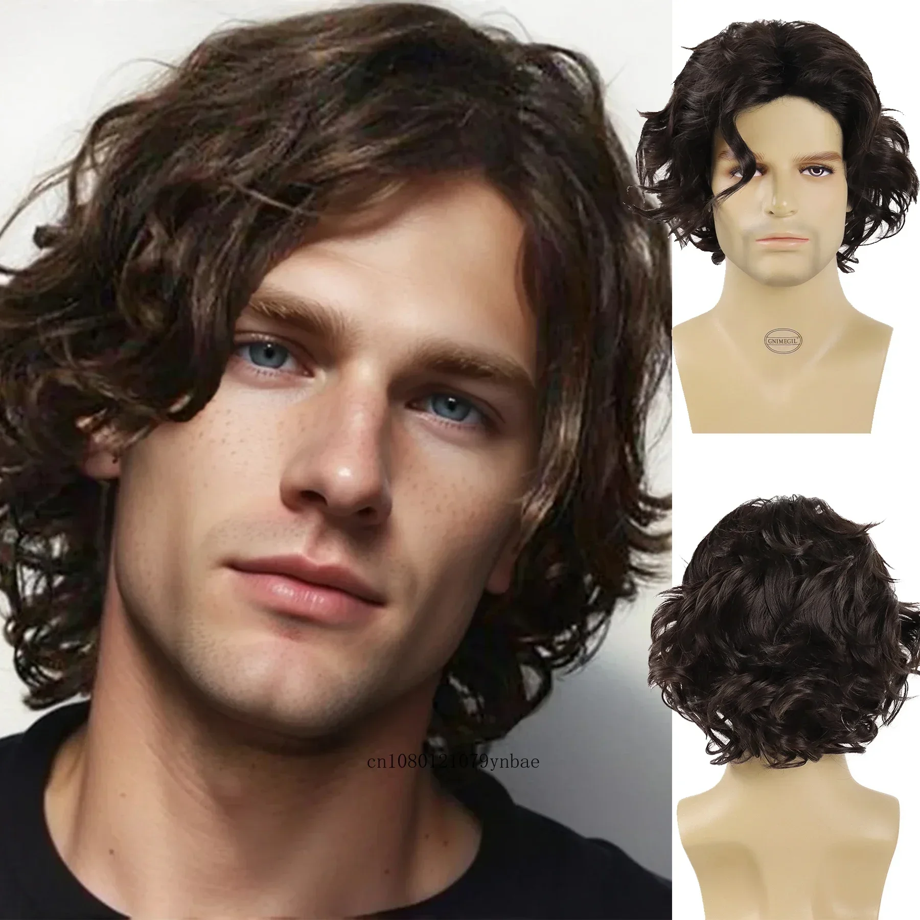 Dark Brown Wigs for Men Synthetic Hair Curly Wig with Side Bangs Short Male Wig Cosplay Carnival Party Costume Wig Casual Style
Dark Brown Wigs for Men Synthetic Hair Curly Wig with Side Bangs Short Male Wig Cosplay Carnival Party Costume Wig Casual Style