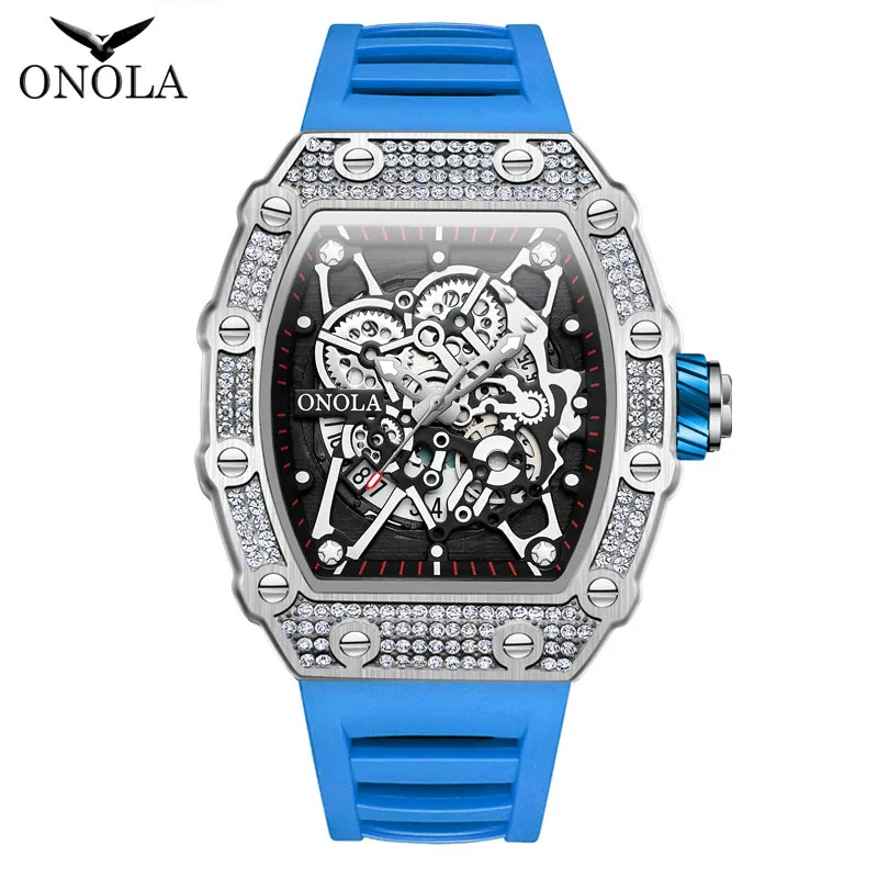 ONOLA Fashion Iced Diamonds Watch For Men Sports Casual Silicone Strap Automatic Date AAA Tonneau Wristwatch Man Reloj Hombre
ONOLA Fashion Iced Diamonds Watch For Men Sports Casual Silicone Strap Automatic Date AAA Tonneau Wristwatch Man Reloj Hombre