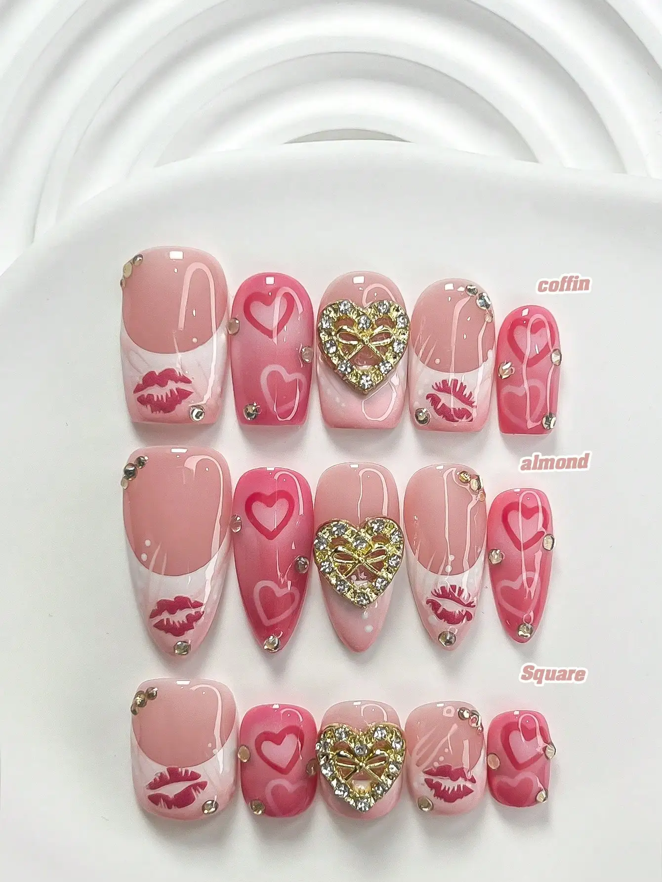 10pcs/Set Romantic Valentine's Day Handmade Nail Art Kit, Includes White Flower & Bow Decor, White & Red Gel Nails, French Polka Dot Stickers, Heart Painting, Silver Beads Embedded, 3 Sizes Available: Almond/Square/Coffin Shape, With Tool Set, Suitable Fo
10pcs/Set Romantic Valentine's Day Handmade Nail Art Kit, Includes White Flower & Bow Decor, White & Red Gel Nails, French Polka Dot Stickers, Heart Painting, Silver Beads Embedded, 3 Sizes Available: Almond/Square/Coffin Shape, With Tool Set, Suitable Fo
