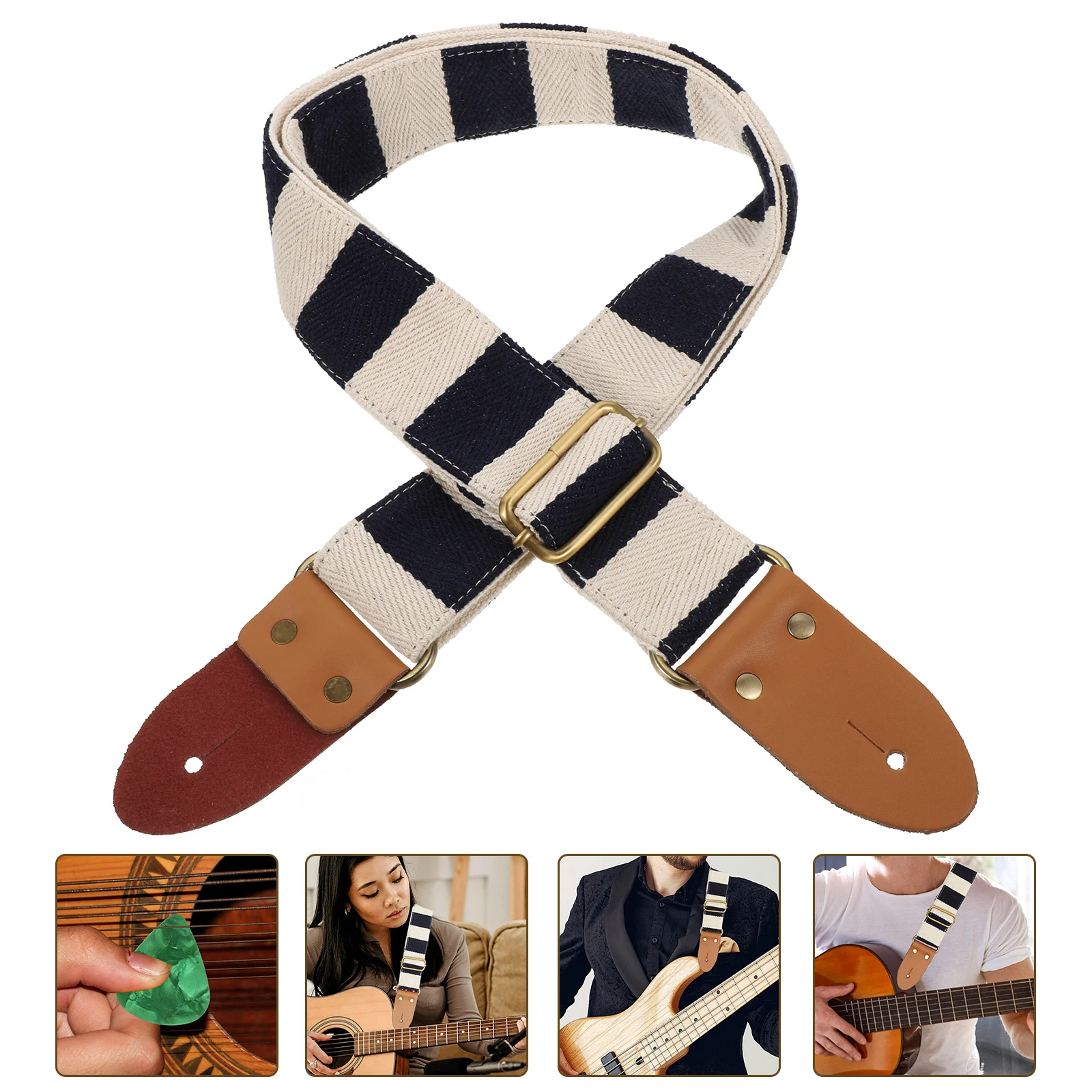 7pcs Guitar Strap Adjustable Widened Folk Instrument Shoulder Belt Replacement Accessory For Guitarists Performance Use