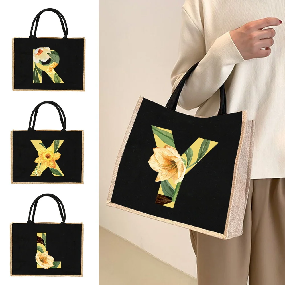 Tone Jute Carryall Floral Letter Pattern With Simple Design And Roomy Interior For Grocery Runs And Weekend Trips Shopping Bags
Tone Jute Carryall Floral Letter Pattern With Simple Design And Roomy Interior For Grocery Runs And Weekend Trips Shopping Bags