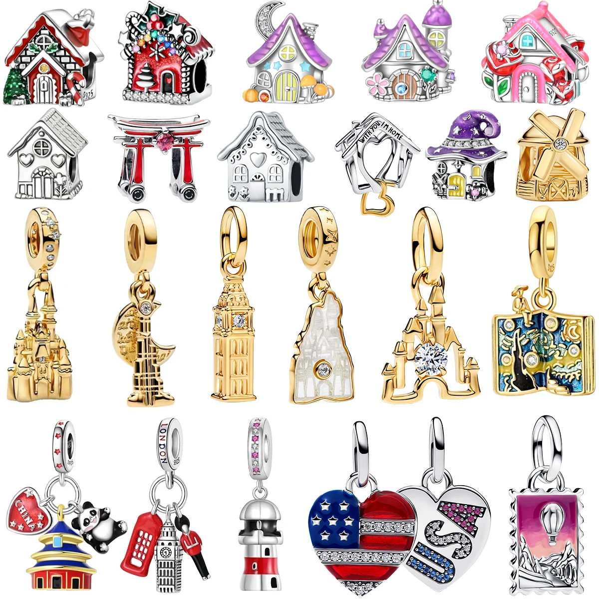 Original 925 Sterling Silver Feature Building Charms Tower Castle Travel Beads Pendants Fit Bracelet Necklace DIY Jewelry Gift
Original 925 Sterling Silver Feature Building Charms Tower Castle Travel Beads Pendants Fit Bracelet Necklace DIY Jewelry Gift