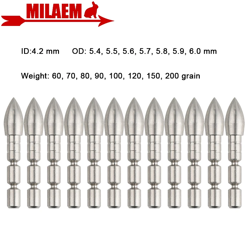 12pcs Arrowhead Stainless Steel Target Head 60-200grain ID 4.2mm Archery Arrow Tips Bow Arrow Shooting Training Hunting
12pcs Arrowhead Stainless Steel Target Head 60-200grain ID 4.2mm Archery Arrow Tips Bow Arrow Shooting Training Hunting