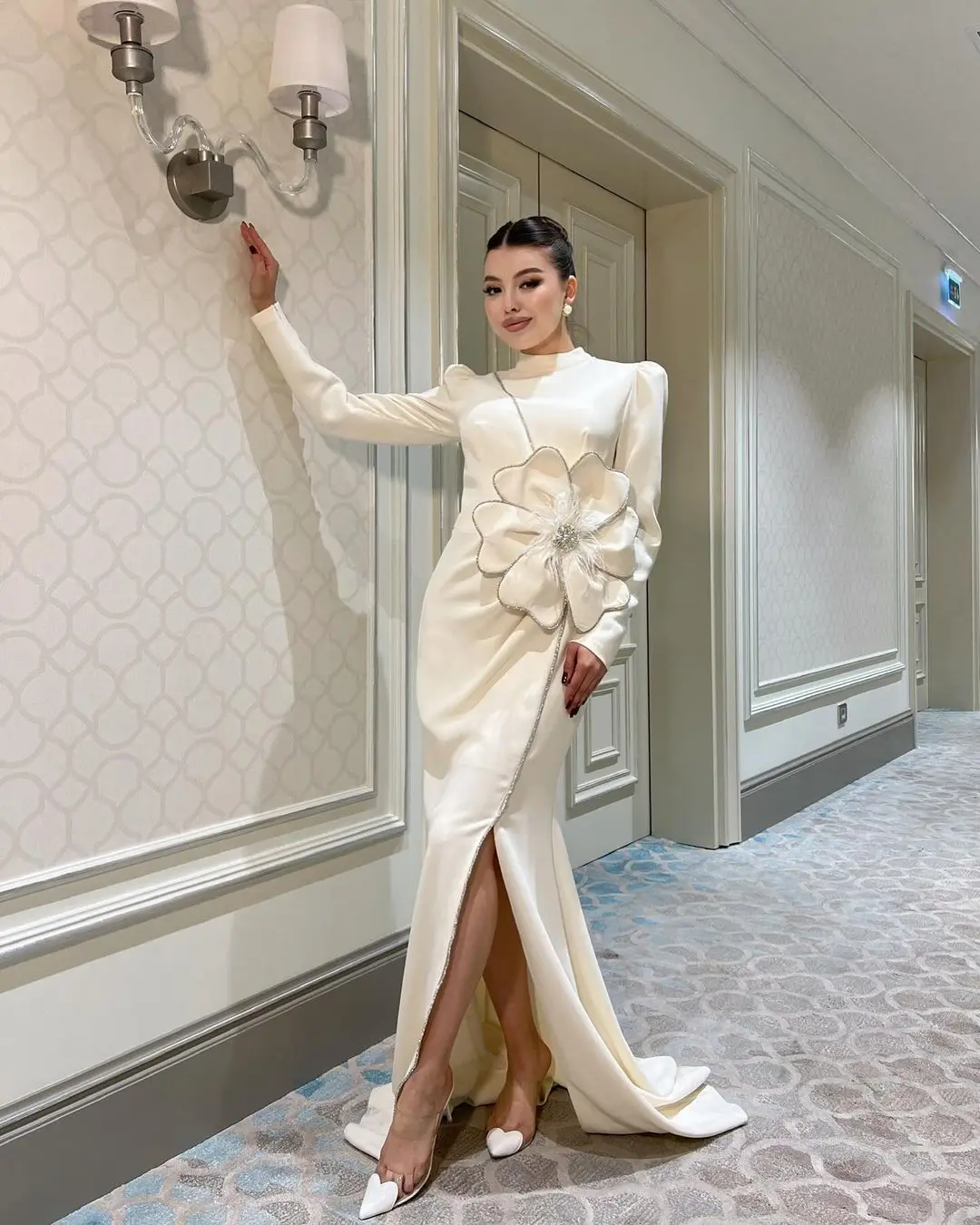Customized Mermaid Long Sleeves Evening Dresses Flowers Beadings Side Split Floor Length Prom Dresses Formal Party Dresses
Customized Mermaid Long Sleeves Evening Dresses Flowers Beadings Side Split Floor Length Prom Dresses Formal Party Dresses