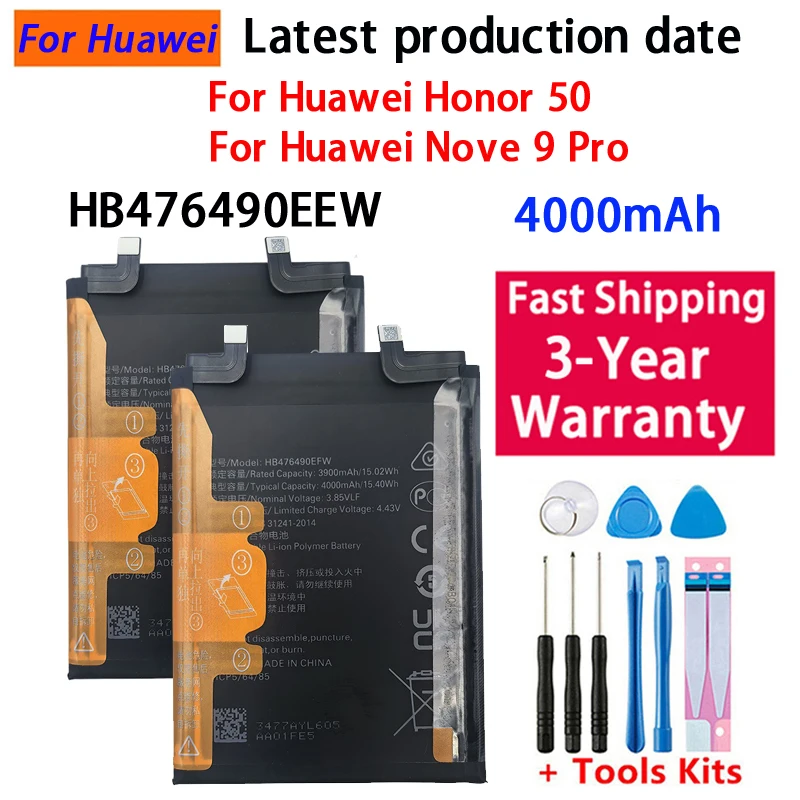 For Huawei Nova 9 Pro For Honor 50 Pro High Capacity New Compatible 4000mAh Battery HB476490EFW +Free Tools
For Huawei Nova 9 Pro For Honor 50 Pro High Capacity New Compatible 4000mAh Battery HB476490EFW +Free Tools