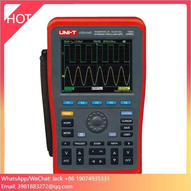 UTD1202C Handheld Digital Storage Oscilloscope 200MHz 2 Channels 1GS/s Voltage Current Resistance Capacitance Multimeter
UTD1202C Handheld Digital Storage Oscilloscope 200MHz 2 Channels 1GS/s Voltage Current Resistance Capacitance Multimeter