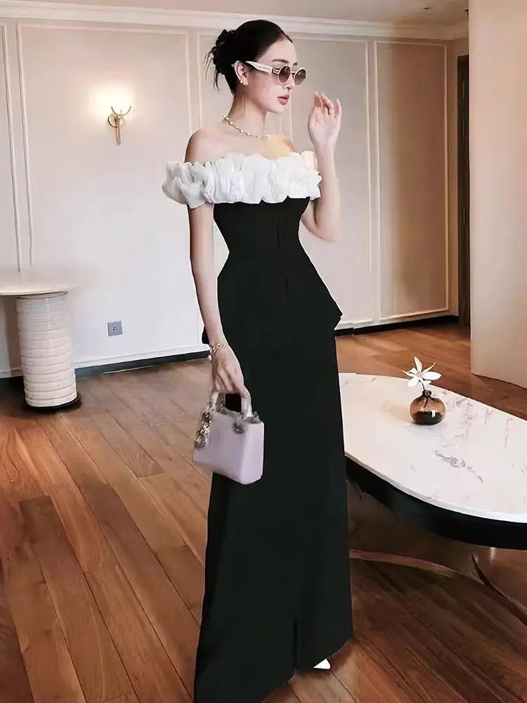 Elegant Color Block One Shoulder Top And Wide Leg Pants Two Piece Set for Women Simple Fashion High End Sensation Casual Wear
Elegant Color Block One Shoulder Top And Wide Leg Pants Two Piece Set for Women Simple Fashion High End Sensation Casual Wear