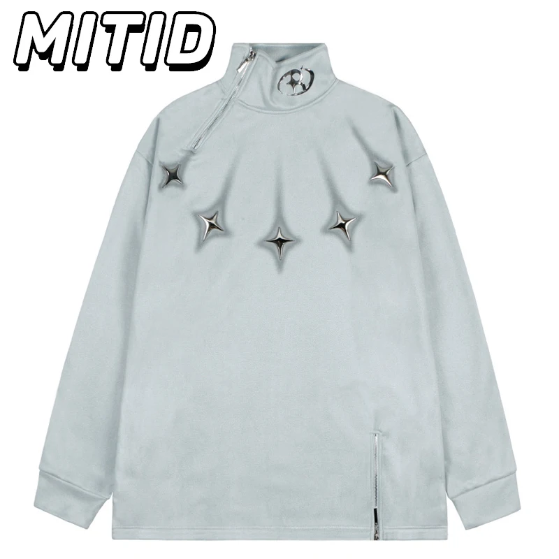 High Street Hoodies Men's Sweatshirts Turtlr Stand Collar Suede Print Fleece Loose Zipper Design Streetwear Pullovers For Men
High Street Hoodies Men's Sweatshirts Turtlr Stand Collar Suede Print Fleece Loose Zipper Design Streetwear Pullovers For Men