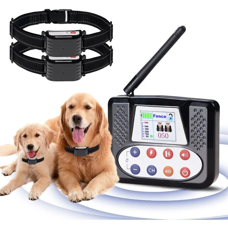 Wireless Dog Fence IP65 waterproof Dog Training Collar with Remote Control, Wireless Dog Fence System 50-990FT
Wireless Dog Fence IP65 waterproof Dog Training Collar with Remote Control, Wireless Dog Fence System 50-990FT