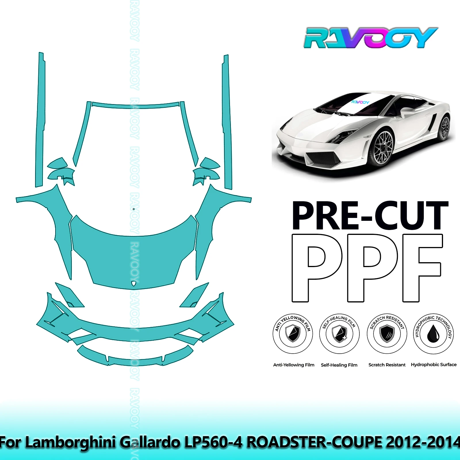 8.5Mil Precut Paint Protection Film PPF Clear Bra Front Kit+Rockers For Lamborghini Gallardo LP560-4 ROADSTER-COUPE 2012-2014
8.5Mil Precut Paint Protection Film PPF Clear Bra Front Kit+Rockers For Lamborghini Gallardo LP560-4 ROADSTER-COUPE 2012-2014