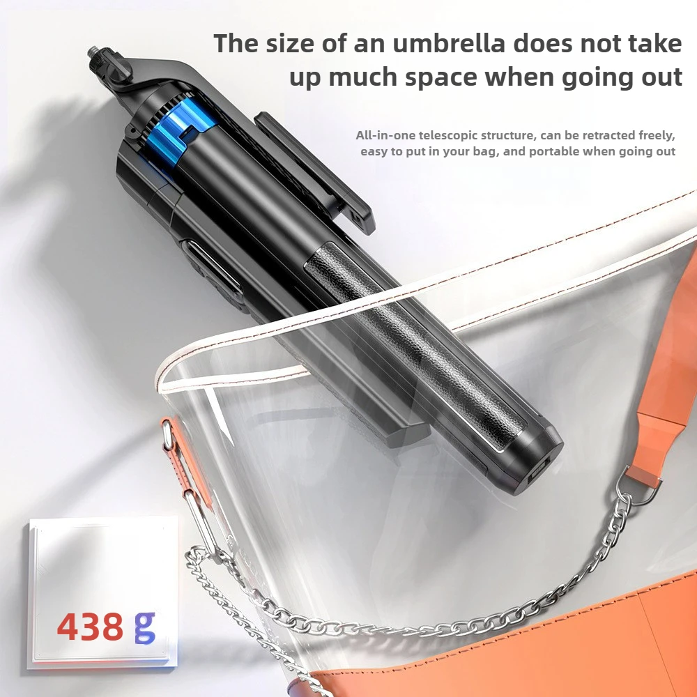 P525TK Multifunctional TikTok Control Selfie Stick Tripod with Bluetooth Remote, 360° Rotation, Fill Light Option, for Phone