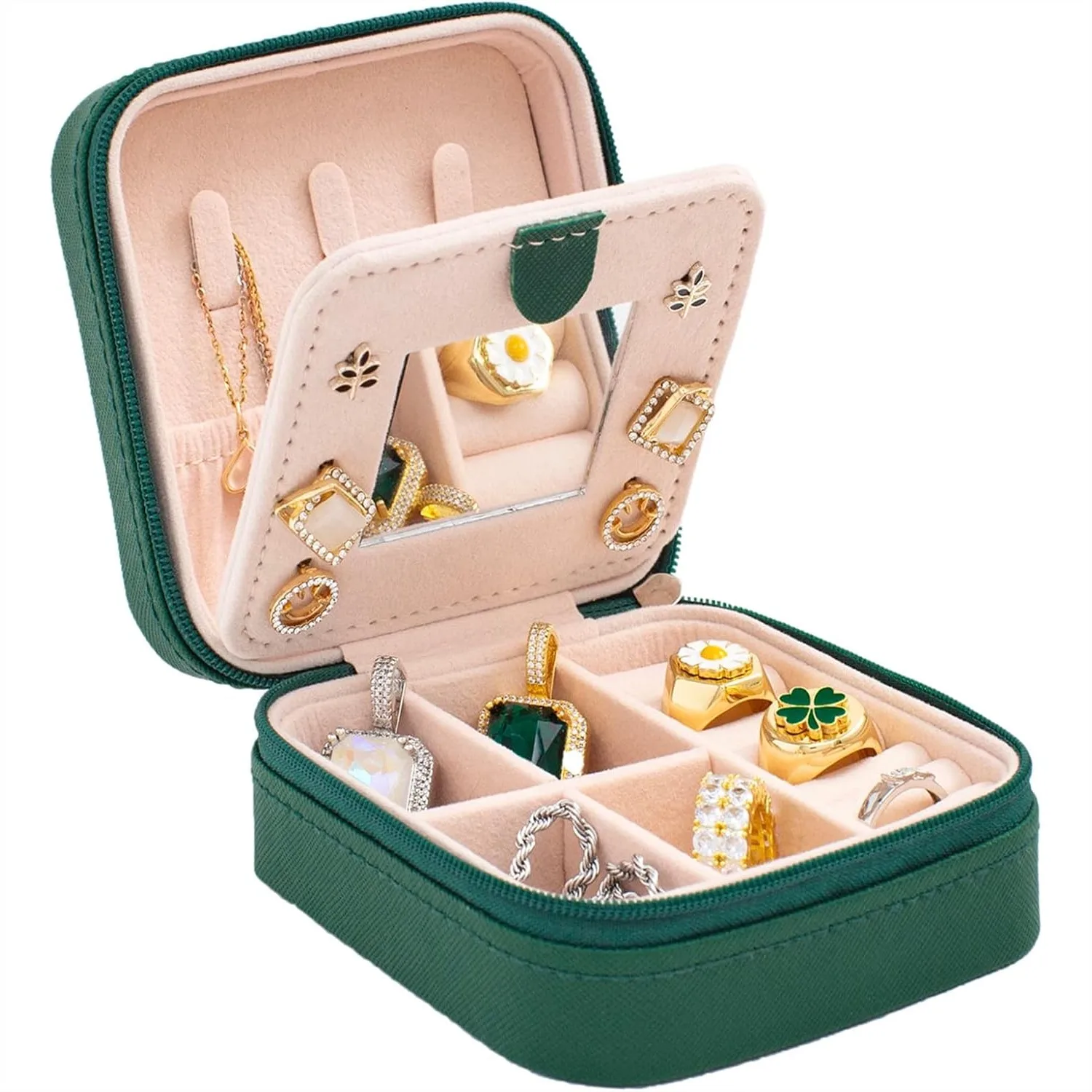 Travel Jewelry Case with Mirror Small Organizer Box for Women Green
Travel Jewelry Case with Mirror Small Organizer Box for Women Green