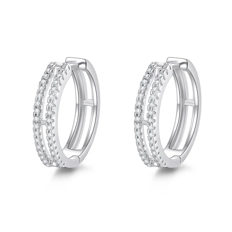 Double Rows D Color Moissanite Hoop Huggie Earrings 925 Sterling Silver Fine Jewelry Bling Diamond Circle Earrings White Gold
Double Rows D Color Moissanite Hoop Huggie Earrings 925 Sterling Silver Fine Jewelry Bling Diamond Circle Earrings White Gold