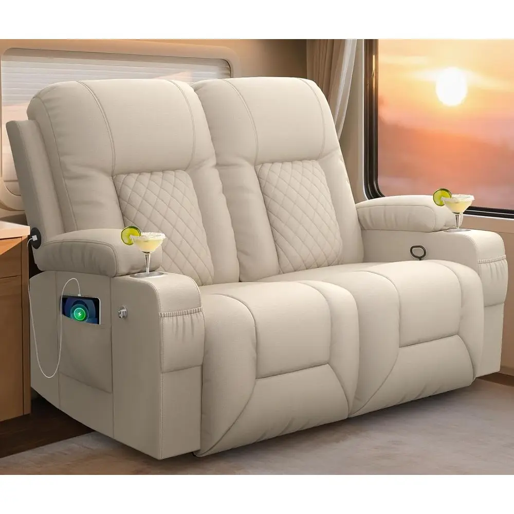 Storage Loveseat Recliner with USB Ports, Cup & Cell Phone Holders for Home Theater Seating
Storage Loveseat Recliner with USB Ports, Cup & Cell Phone Holders for Home Theater Seating
