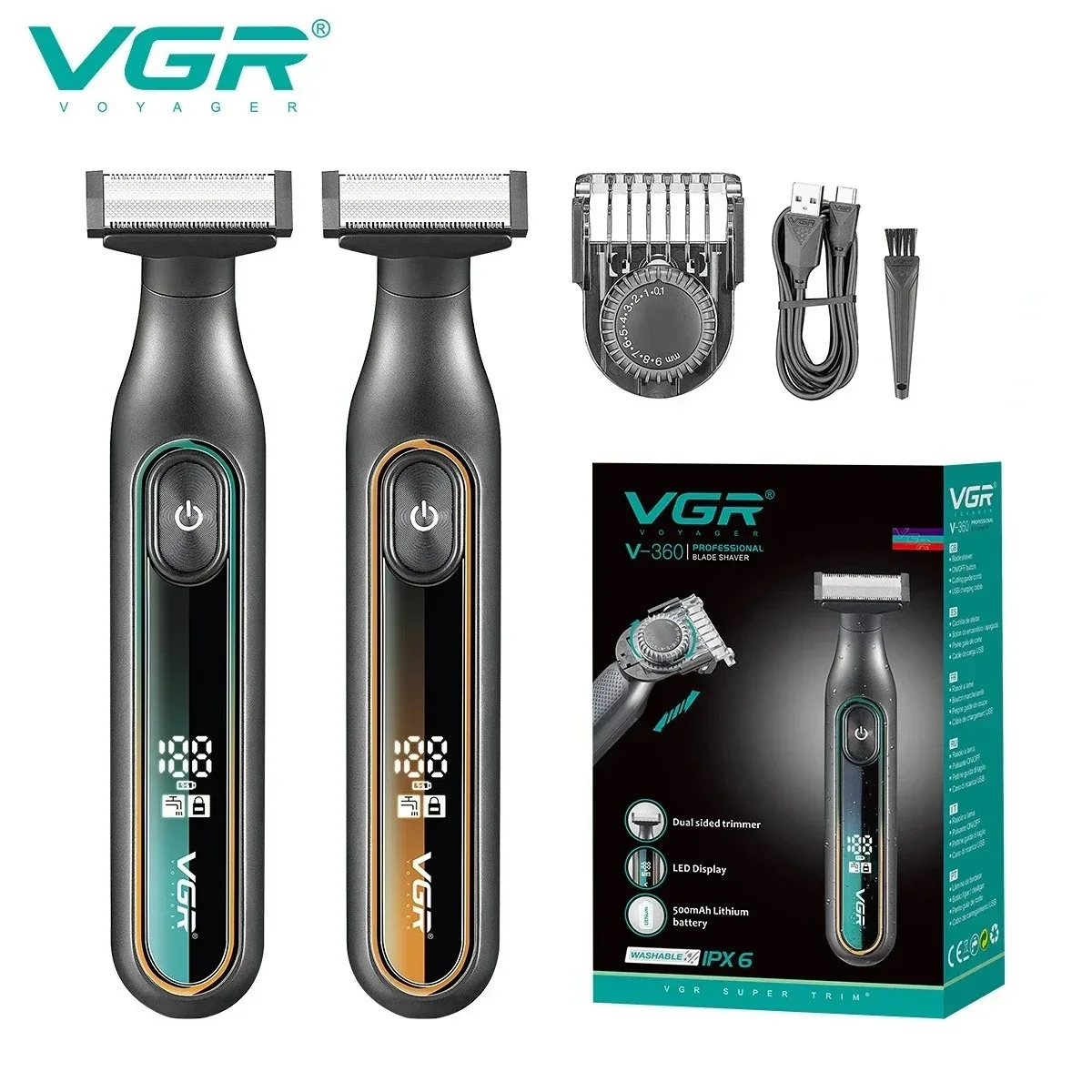 VGR Beard Trimmer Professional Hair Shaver IPX6 Waterproof LED Display Rechargeable Shaving Machine Hair Trimmer for Men V-360
VGR Beard Trimmer Professional Hair Shaver IPX6 Waterproof LED Display Rechargeable Shaving Machine Hair Trimmer for Men V-360