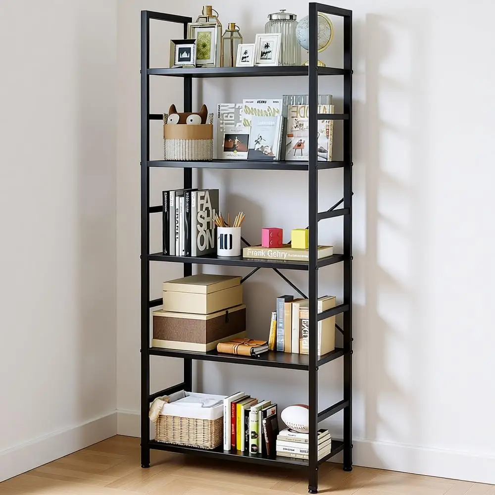 5-ярусный книжный шкаф, высокий стеллаж, органайзер для хранения, для спальни, домашнего офиса, кухни, гостиной, черный
5-ярусный книжный шкаф, высокий стеллаж, органайзер для хранения, для спальни, домашнего офиса, кухни, гостиной, черный