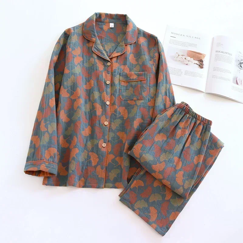 2026 new spring and summer women's pajamas suit long-sleeved trousers two-piece 100% cotton crepe flower leaves home clothes
2026 new spring and summer women's pajamas suit long-sleeved trousers two-piece 100% cotton crepe flower leaves home clothes